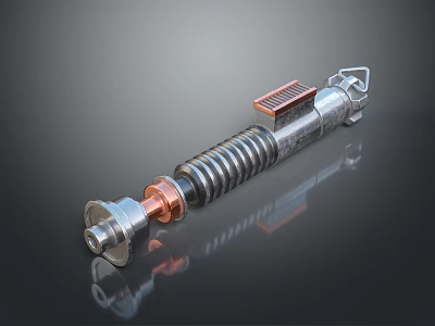 Futuristic Sci-Fi Weapon With Spiral Metal Structure Copper Accents And Glowing Panel 3d model