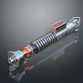 Futuristic Sci-Fi Weapon With Spiral Metal Structure Copper Accents And Glowing Panel
