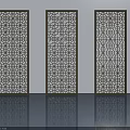 Three Modern Swing Doors With Intricate Geometric Laser Cut Patterns And Decorative Panels 3d model
