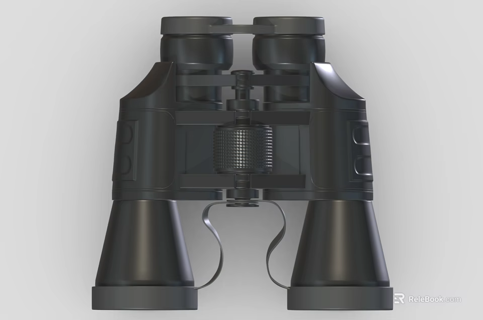 Professional Black Binoculars With Ergonomic Design Adjustable Focus Wheel And Rubber Grip 3d model 