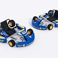 Two Blue And Yellow RIGI Go Karts With Black Seats And Number 11 3d model