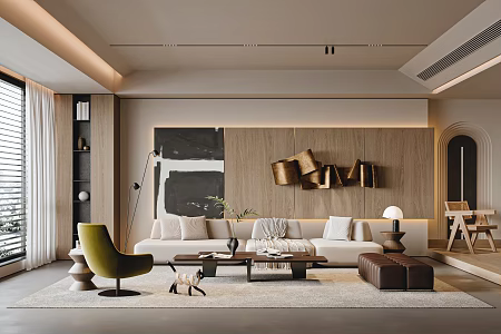 Living Room Sofa Coffee Table Combination Leisure Chair Jewelry Decoration Floor Lamp Carpet Coffee Table Side Table 3d model