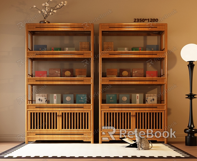 New Chinese Bookcase New Chinese Tea Cabinet New Chinese Tea Cabinet New Chinese Tea Cabinet New Chinese Side Cabinet New Chinese Floor Lamp New Chinese Carpet model