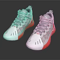 White And Red Mesh Upper Sports Sneakers With Gray Laces And Red Sole Design