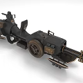 Black Mechanical Motorcycle With Luxe Themed Metal Parts Spikes And Cannons Design