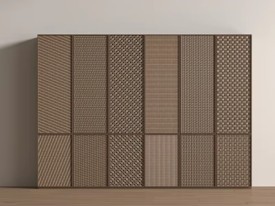Brown Square Wall Decor With Various Textures Geometric Patterns On Light Background Wooden Floor 3d model
