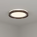 Modern Round Ceiling Light With White Lampshade And Dark Wooden Frame 3d model
