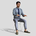 Realistic Characters Modern Characters Men's Background Characters Static Characters Sitting Posture Office Phone Asian Men White Collar 3d model