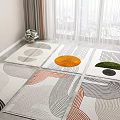 Modern Square Rugs With Abstract Curved Lines And Colorful Geometric Patterns 3d model