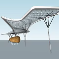 Modern Curved Sunshade With Net Like Structure And Tree Shaped Columns 3d model