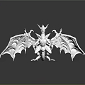 White Mythical Dragon Creature 3D Model With Spiked Horns Wings And Claws