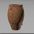 Decorative Reddish Brown Clay Vase With Wavy Patterns And Handles
