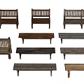 Various Wooden Benches With Different Designs And Natural Wood Finishes