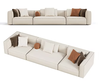 Modern Multiplayer Sofa Casual Sofa One-word Sofa 3d model