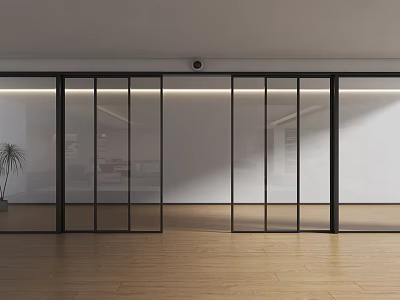 Modern Minimalist Interior With Glass Sliding Doors And Spacious Wooden Flooring 3d model