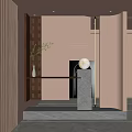 Italian-style Middle-ancient Solid Wood Modeling Scarpa Stacked Suspension Entry Partition Porch 3d model