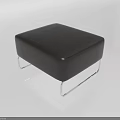 Modern Square Dark Gray Leather Ottoman With Metal Legs For Home Furniture