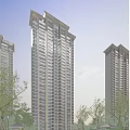 Modern High Rise Residential Towers Surrounded By Trees And Sky