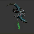 Fantasy Game Character Armored Warrior Riding Dinosaur Mount Green Flame Weapon Sharp Teeth Claws