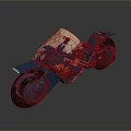 Futuristic Blue Motorcycle With Red Accents Transparent Windshield And Streamlined Design