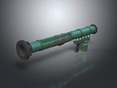 Green Military Style Rocket Launcher With Black Grip And Tactical Design 3d model