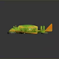 Yellow Triangular Toy Plane On Green Grass With Small Stones