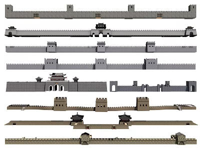Ancient Architecture Models With Different Styles Of City Walls Gate Towers And Archways 3d model