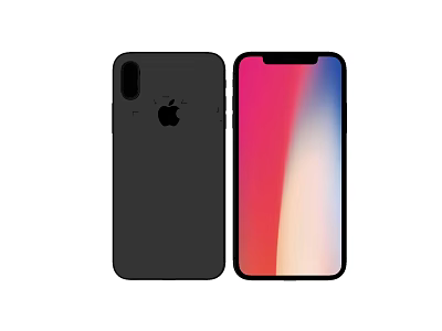 Apple Smartphone With Black Back Cover And Gradient Front Screen 3d model