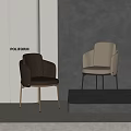 Poliform Modern Leisure Chairs Featuring Grey And Beige Leather Upholstery Armrests And Metal Legs