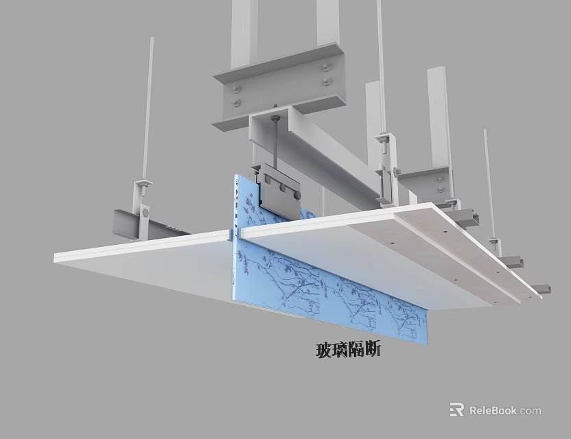 Modern Kitchen Appliances With Glass Partition And Metal Bracket Support 3d model 