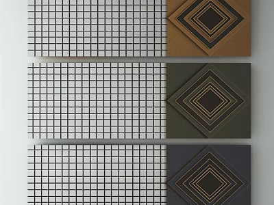 Different Patterned Tiles With Grid And Diamond Designs In Various Colors 3d model