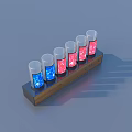 Open Magazine With Colorful Small Bottles On Wooden Rack For Home Use