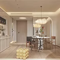Modern Living Dining Room Open Concept With Arched Doorways Pendant Light And Wooden Flooring