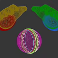 Red Cricket Ball Sports Equipment Being Caught By Hands With Blue Sleeves