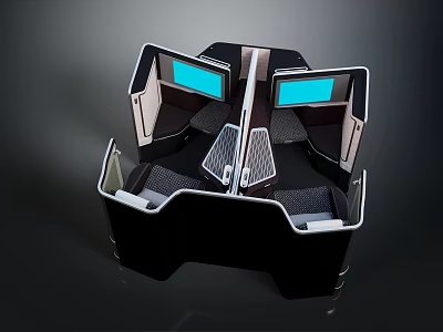 Airplane Business Class Seats With Luxury Interior Personal Screens And Modern Cabin Layout 3d model
