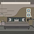 Modern Kids Room Interior Design With Bed Desk Decorative Paintings Window And Soft Carpet