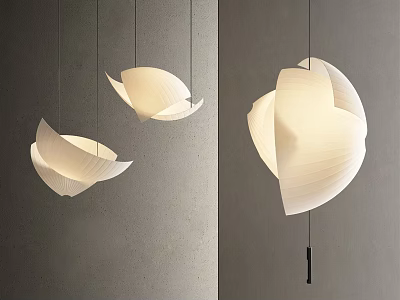 Modern Irregular White Pendant Lights With Soft Lighting And Gray Background 3d model
