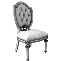 Classic Traditional Dining Chair With Tufted Backrest Light Upholstered Seat And Dark Wooden Carved Feet