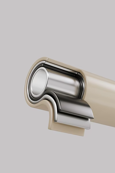 Beige And Silver Metal Accessory With Circular Curved Design And Smooth Surface 3d model