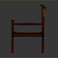 Accent Chair With Red Wooden Frame Curved Armrests And Textured Seat Backrest