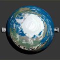 Detailed Decorative Globe Interior With Marine Animals And Small Astronaut Model