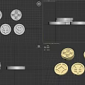 Gold Coin Jewelry With Various Cultural And Currency Symbols And Shiny Finish