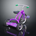 Kids Shiny Purple Tricycle With Green Handlebars Black Seat And Wheels