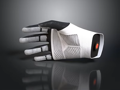Smart Functional Glove With White Black Design Finger Stripes And Wrist Control For Daily Use 3d model