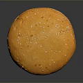 Soft Golden Hamburger Bun With Sesame Seeds On Black Surface And Clear Reflection