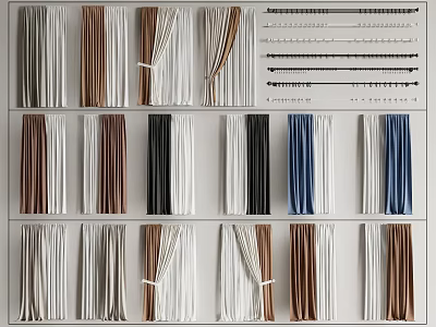 Stylish Curtains With Various Colors And Modern Styles For Home Decoration 3d model