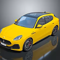 Yellow Maserati Sports Sedan With Black Roof Alloy Wheels And Red Brake Calipers