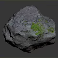 Natural Gray Stone with Green Moss and Rough Surface in Natural Environment