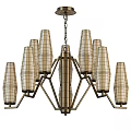 Modern Gold Metal Chandelier With Multiple Glass Shades For Elegant Home Decor
