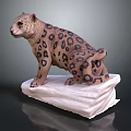 Spotted Cheetah Sculpture Standing On Soft White Base With Detailed Features